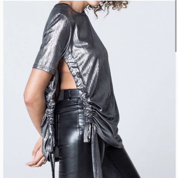 Cheap Monday Silver Drawstring Tie Top - Picture 2 of 5